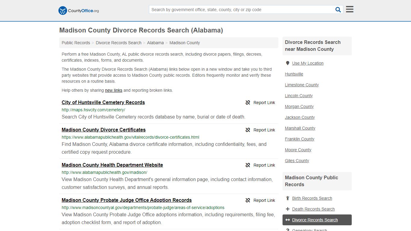 Madison County Divorce Records Search (Alabama) - County Office
