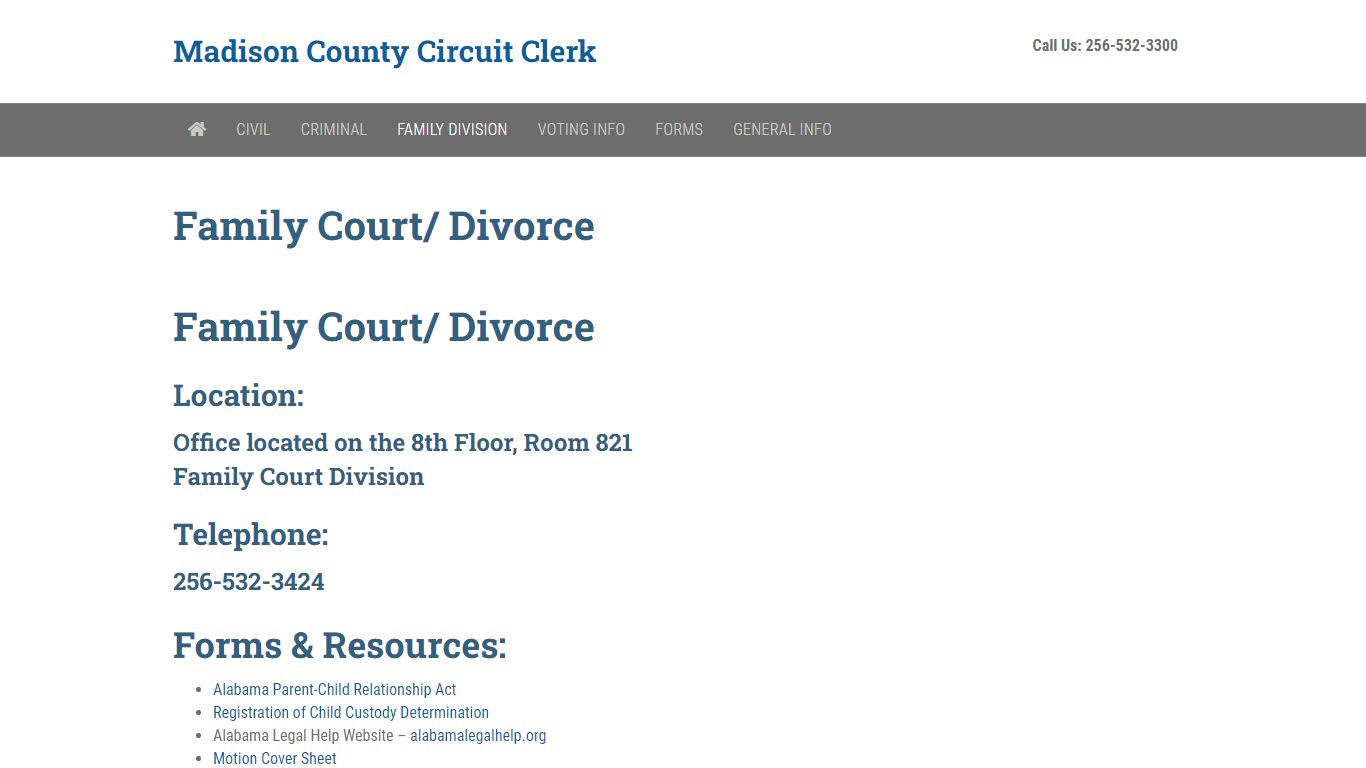 Family Court/ Divorce | Madison County Circuit Clerk